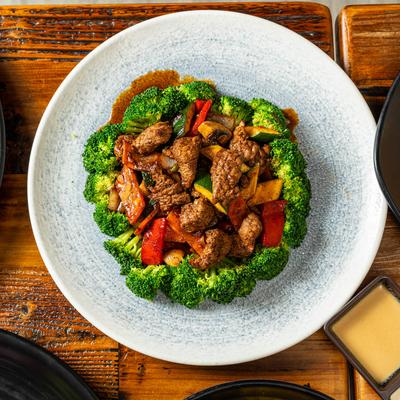 Beef Hibachi with mixed vegetables.