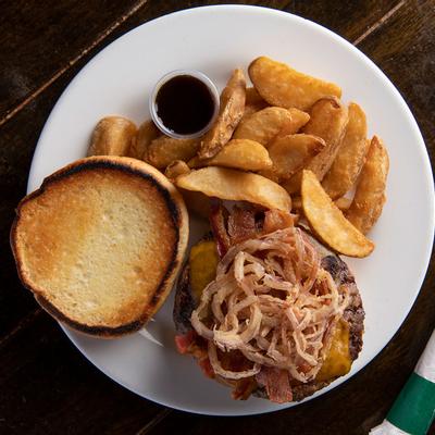 Burger and baked potato