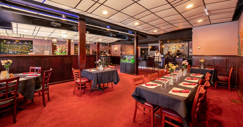 Interior, set dining tables