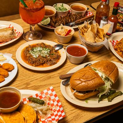 A vibrant spread featuring assorted dishes and drinks.