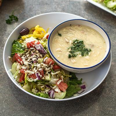 Greek salad and soup.