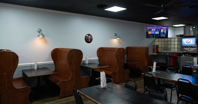 Interior, tables ready for guests