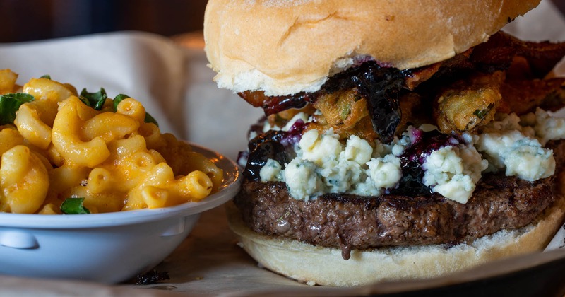 The Bernie burger with a side of mac and cheese