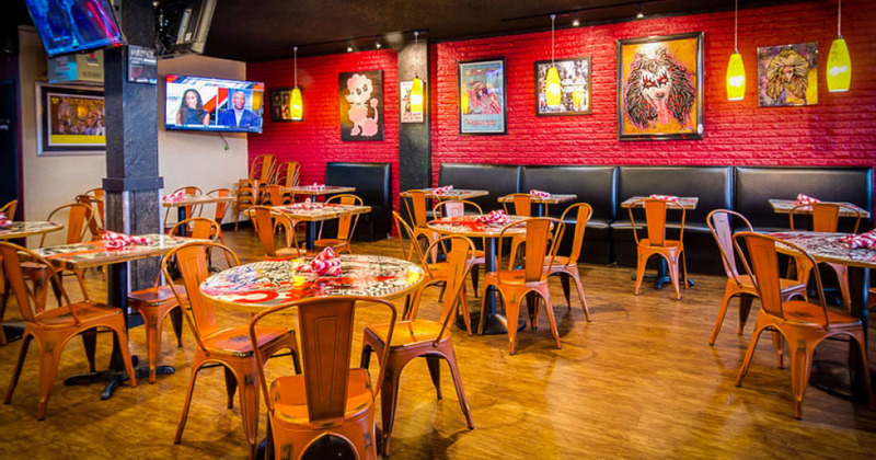 Interior, tables ready for guests