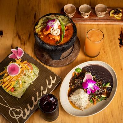 Served meals, top view.