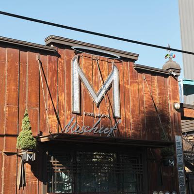 The restaurant's name above the entrance