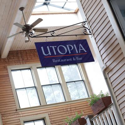 Utopia Restaurant and Bar sign.