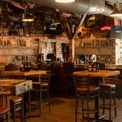 Interior, bar and seating area.