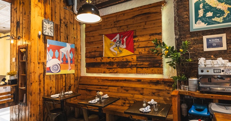 Interior, bench seating