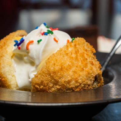 Fried ice cream, closeup.