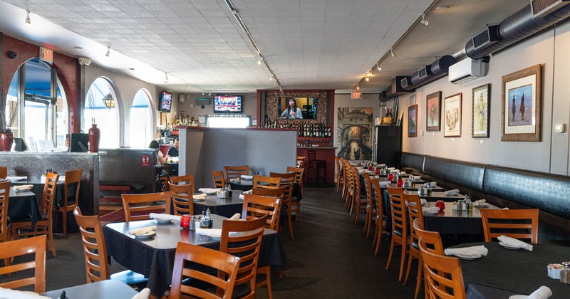 Interior, tables and chairs