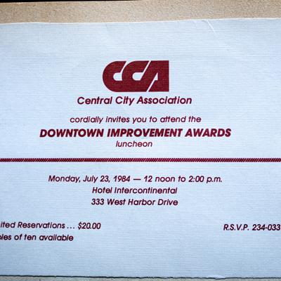An invitation to the 1984 Downtown Improvement Awards luncheon by Central City Association