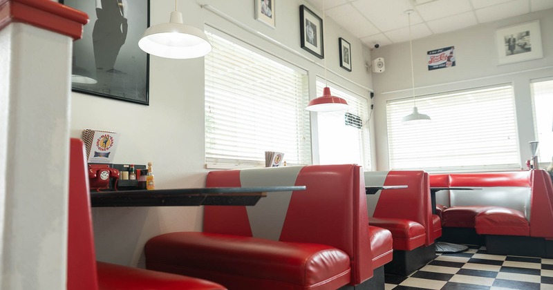 Interior, red booths