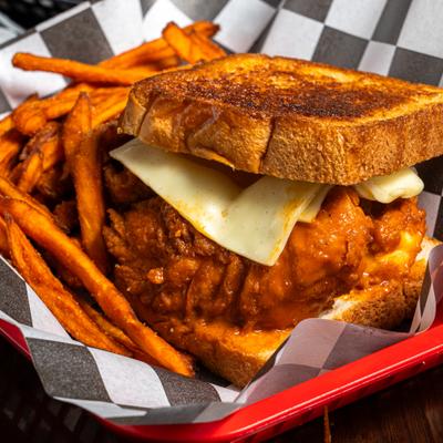 Buffalo Chicken Sandwich, close up.