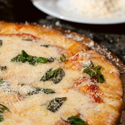 Margherita Flatbread, close-up.