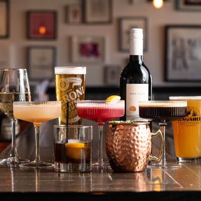 Assortment of alcoholic drinks.