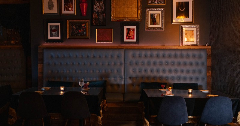 Interior, seating place near wall with pictures