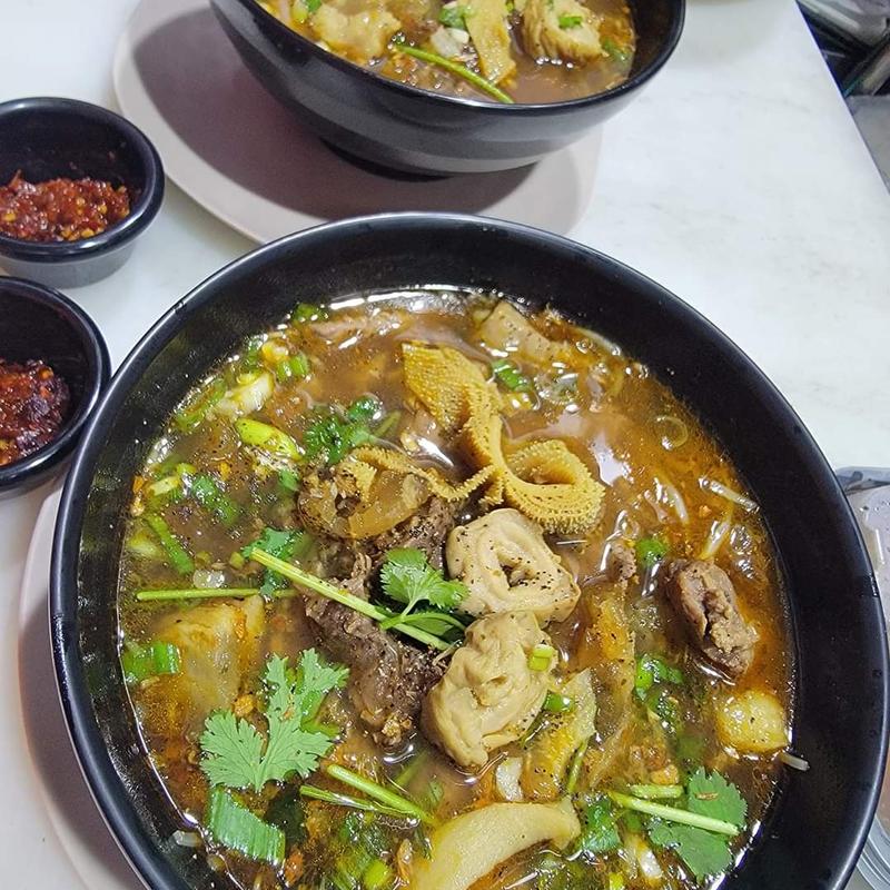 Noodle Soup with Set of Beef Stomachs photo