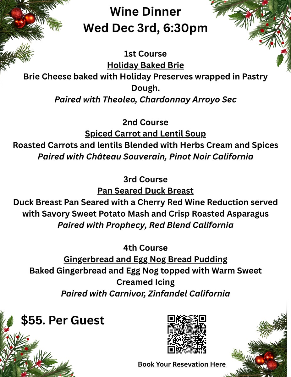 Dec 3rd Wine Dinner event photo
