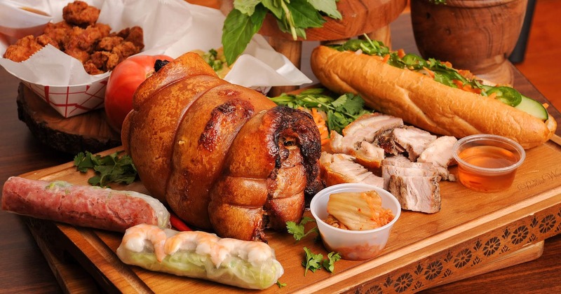 Various food items on a board