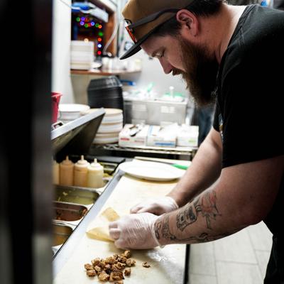 Chef preparing a tortilla
