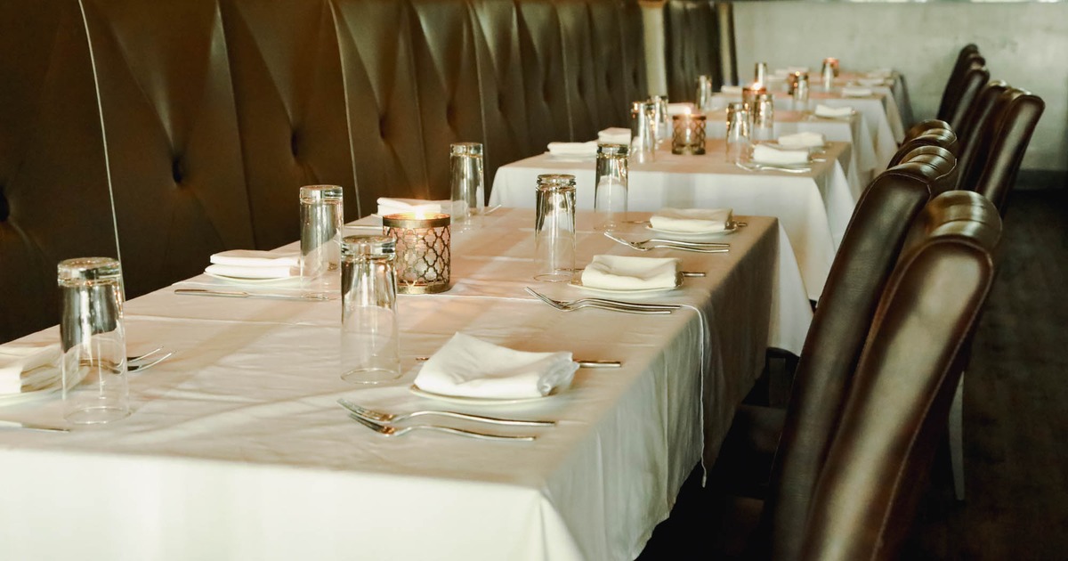 Booth seating area, table closeup