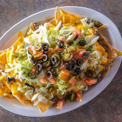 Nachos, served, top view