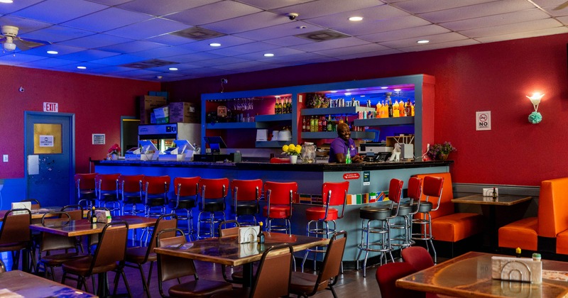 Interior, a bar with bar stools