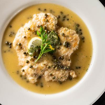 Chicken Piccatta, top view.