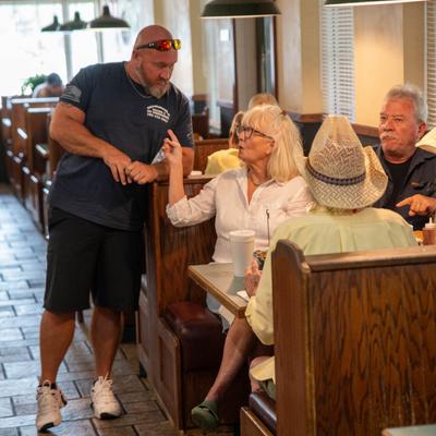 Dining area, patrons.