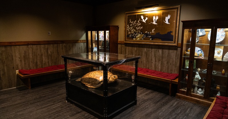 Exhibit room with various decorative items