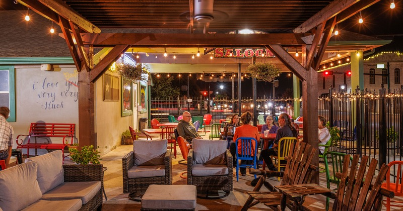 Interior, seating area with guests