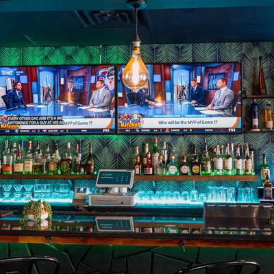 Front view of a bar.