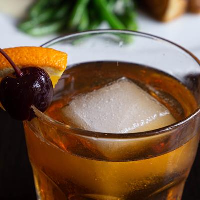 Old Fashioned cocktail, closeup