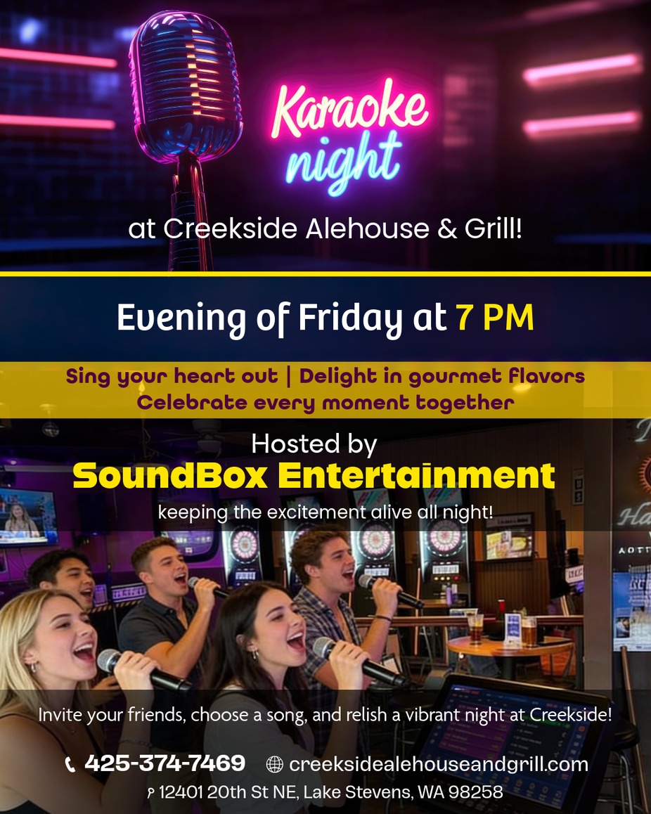 🎤✨ Karaoke Night at Creekside Alehouse & Grill! event photo
