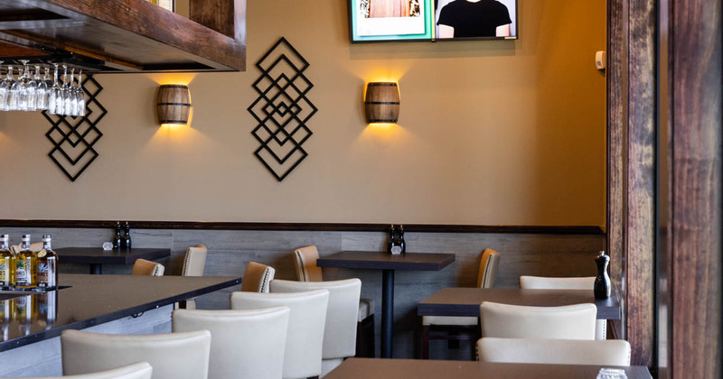 Interior, seating area by the bar