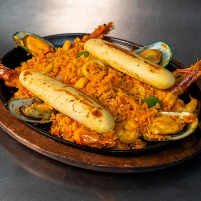 Seafood paella.