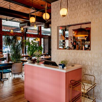 Interior, front desk counter area