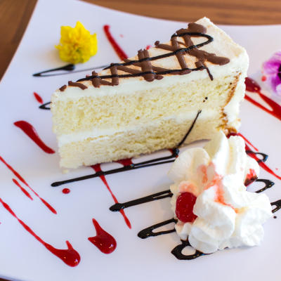 A served cake slice.