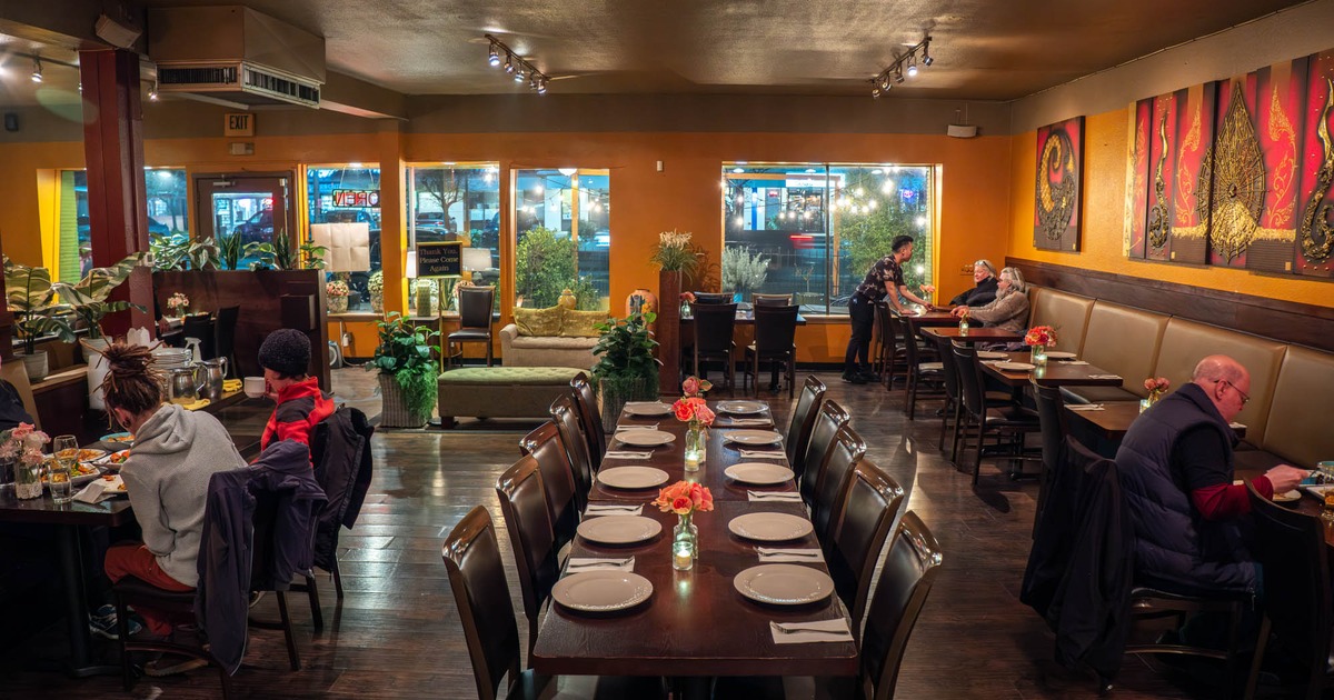 Interior, tables with tableware