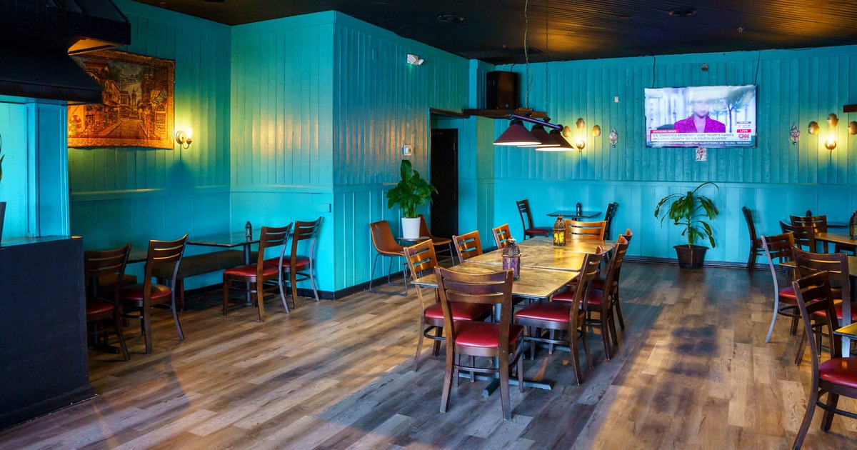 Interior, tables ready for guests