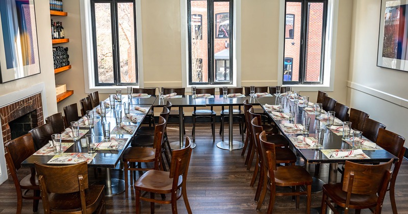 Interior space, room for private events with set tables