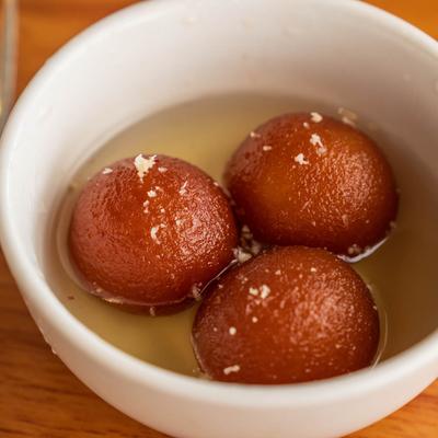 Gulab Jamun dessert, closeup.