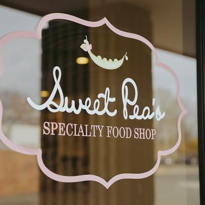 The restaurant's name on the window glass.