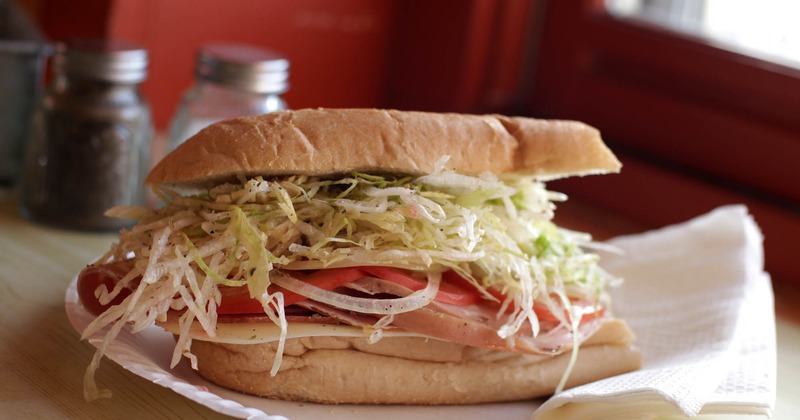 Mortadella, salami, and provolone sandwich