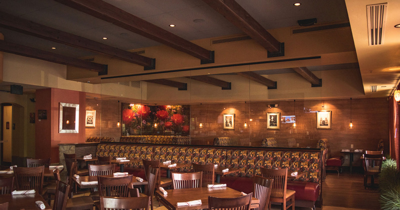 Interior, tables ready for guests