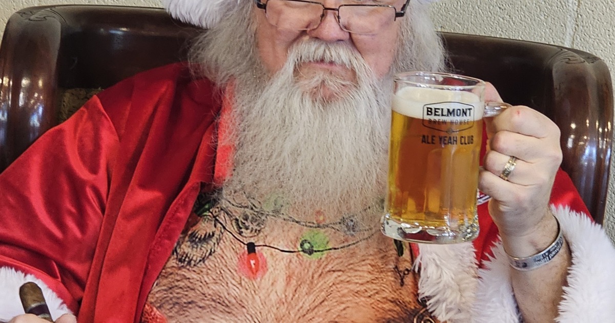 Bad Santa with beer and cigar