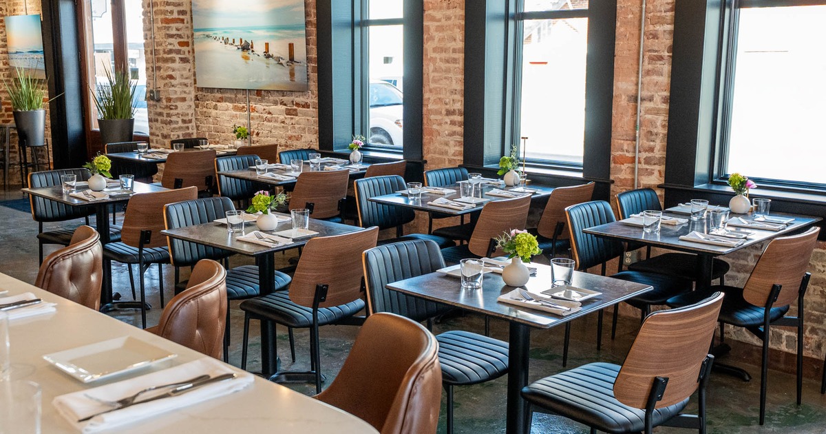 Interior, tables set and ready for guests