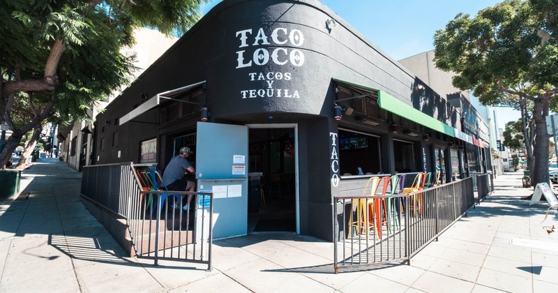 Taco Loco exterior with signage and outdoor seating