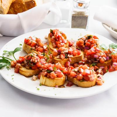 Bruschetta plate served